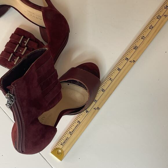 Carvela Kurt Geiger Burgundy Suede Leather High Heel Sandals 6 Strappy Luxury - Picture 9 of 11